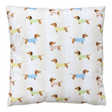 Díszpárna töltelékkel 45x45 cm polyester pulóveres tacskós