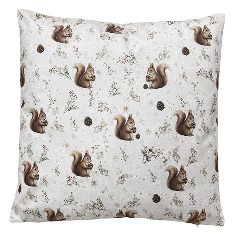 Díszpárna töltelékkel 45x45 cm polyester mókusos