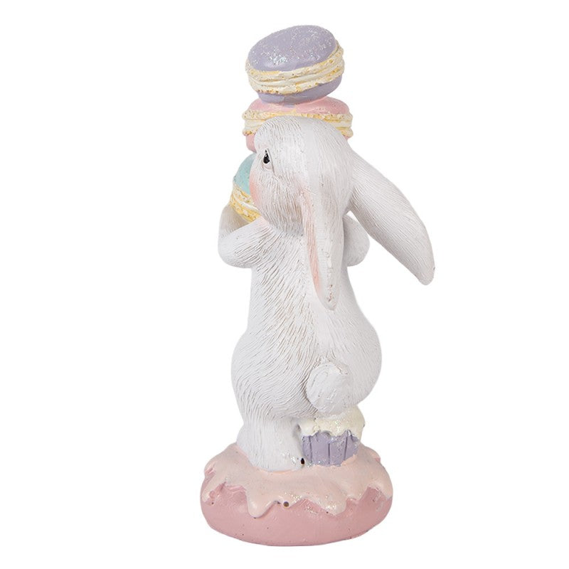 Macaront cipelő fehér nyuszi 8x6x14 cm húsvéti dekoráció figura