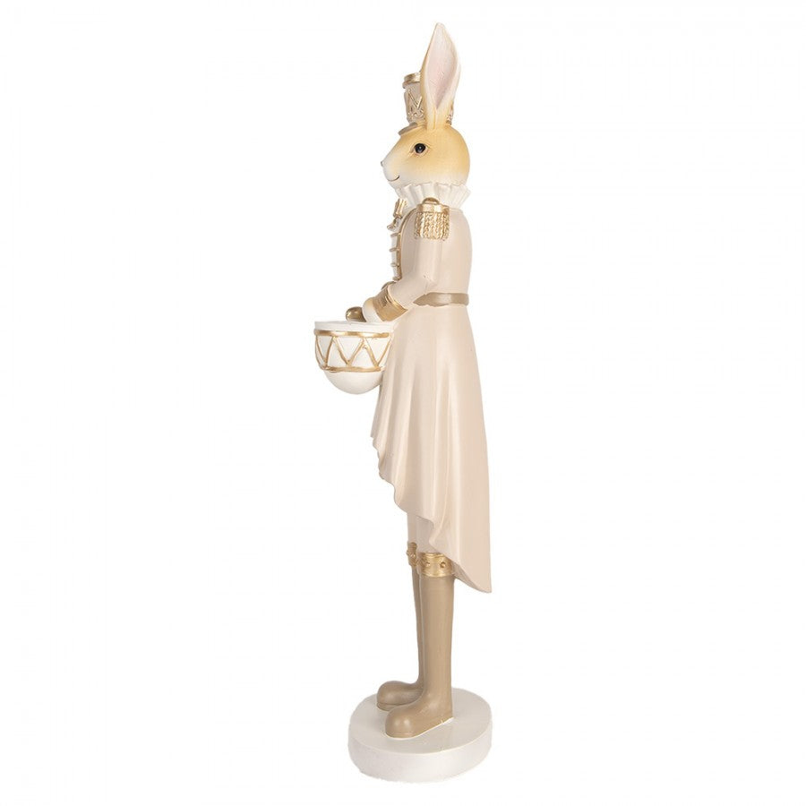 Dekoratív nyúl figura dobbal bézs arany színű 47 cm