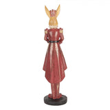 Dekoratív nyúl figura dobbal bézs piros színű 48 cm
