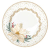 Karácsonyi porcelán desszertes tányér fehér arany mikulásvirág White Elegance