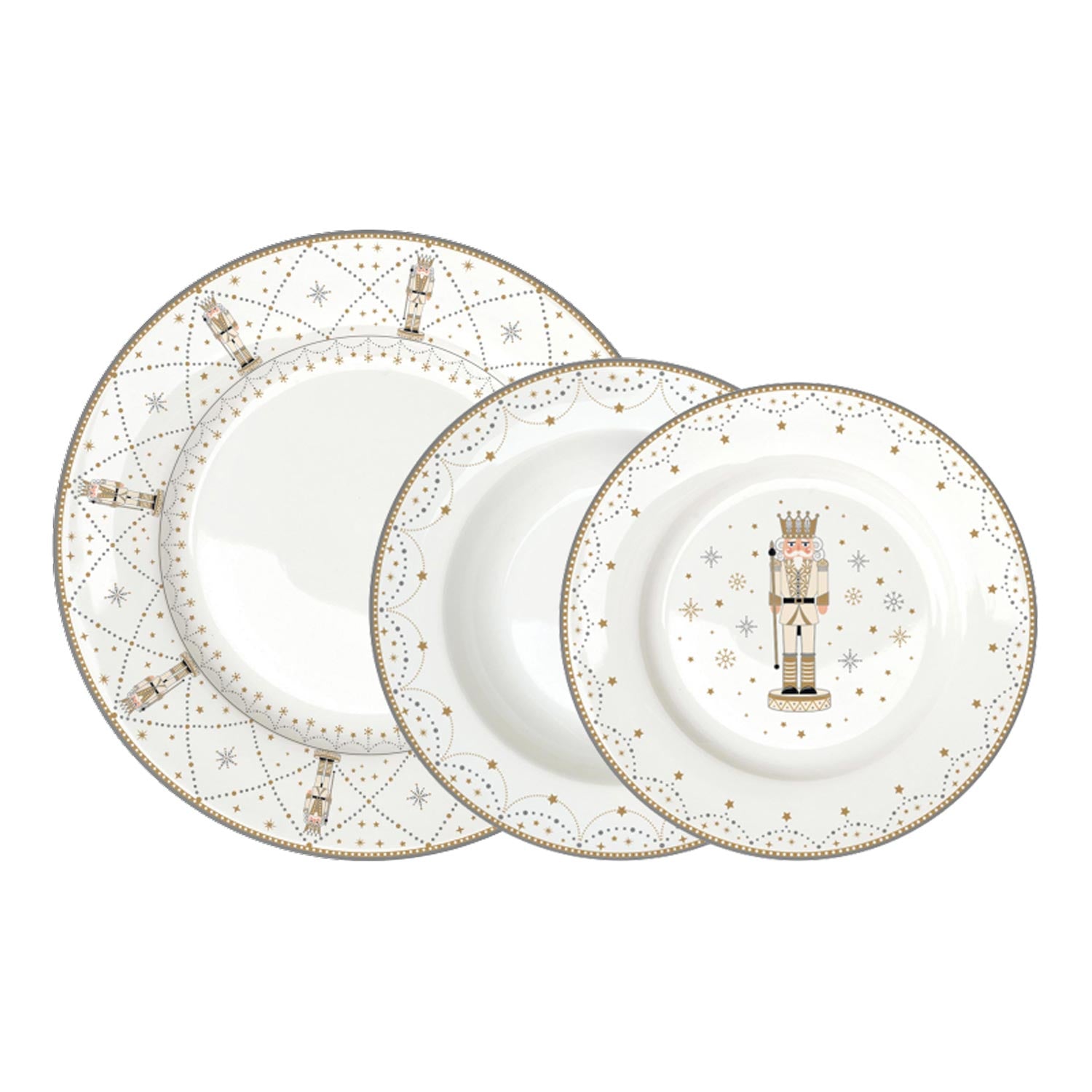 Tányér, étkészlet Diótörő karácsonyi porcelán 18 részes étkészlet Royal Nutcracker