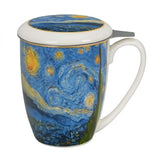 Van Gogh Csillagos éj porcelán bögre fémszűrővel tetővel - 360 ml