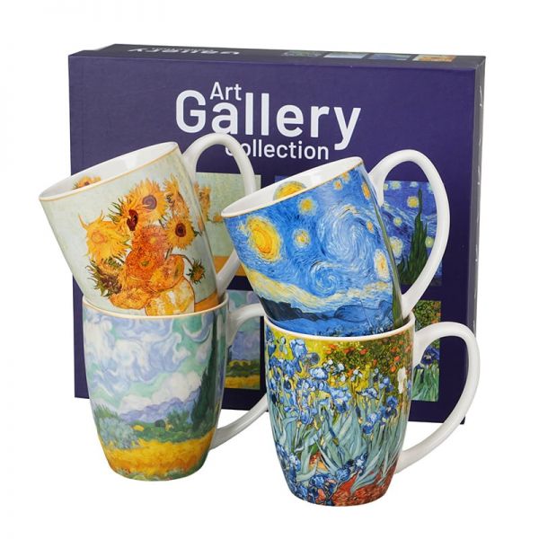 Van Gogh porcelán bögre szett - 4 darabos 360 ml - díszdobozos