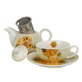 Van Gogh Napraforgók porcelán teáskészlet fémszűrős kannával – 1 személyes