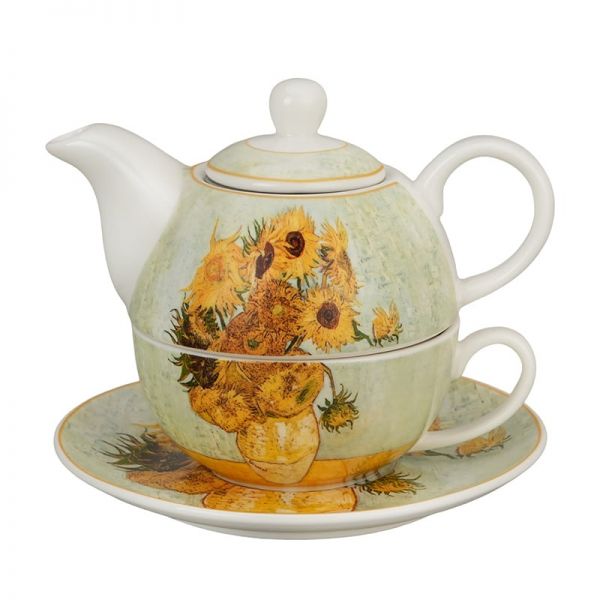 Van Gogh Napraforgók porcelán teáskészlet fémszűrős kannával – 1 személyes