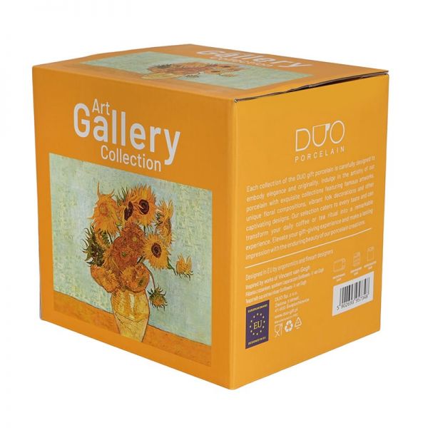 Van Gogh Napraforgók porcelán teáskészlet fémszűrős kannával – 1 személyes