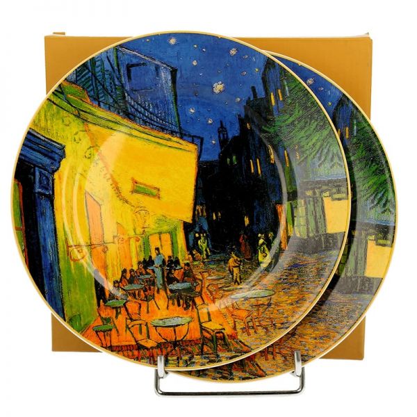 Van Gogh Kávéház éjjel porcelán desszertes tányér készlet - 2 darabos - díszdobozban