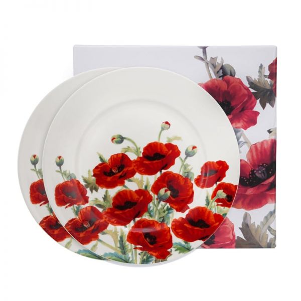Pipacsos porcelán desszertes tányér készlet - 2 darabos - díszdobozban - Classic Poppie