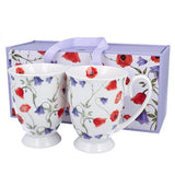 Pipacsos és harangvirágos porcelán bögre szett - 340 ml - ajándékdobozban