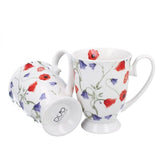Pipacsos és harangvirágos porcelán bögre szett - 340 ml - ajándékdobozban