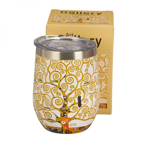 Klimt utazóbögre / duplafalú hőtartó fém pohár - 330 ml - Életfa
