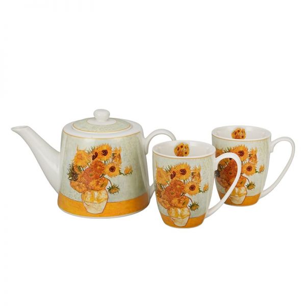 Van Gogh Napraforgók porcelán szett kannával és 2 db bögrével