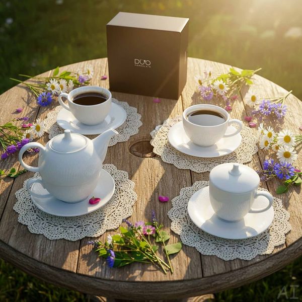 Duo Raphael fehér porcelán espresso kávéscsésze aljjal – 110 ml – 2 személyes készlet
