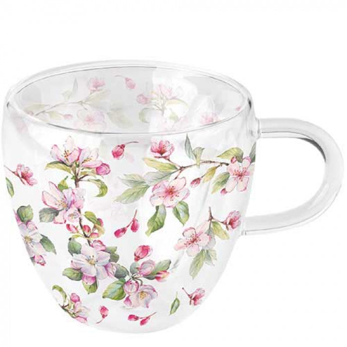 Bögre Duplafalú boroszilikát üveg bögre 250 ml Spring blossom