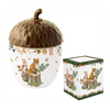 Forest Dream őszi porcelán makk alakú nagy konyhai tároló fedővel 14x20 cm