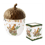 Forest Dream őszi porcelán makk alakú nagy konyhai tároló fedővel 14x20 cm