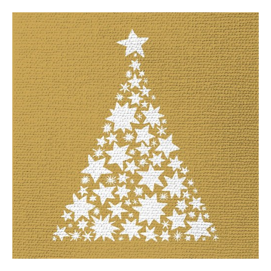 Karácsonyi szalvéta Tree on Canvas arany dombornyomott 33x33cm 15 db-os