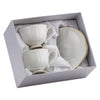 Elegáns fehér porcelán csésze aljjal - 200 ml - 2 személyes készlet arany szegéllyel