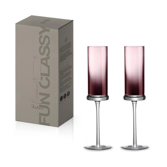 Pezsgős pohár Elegáns flöte pezsgős pohár szett színes lila üveg