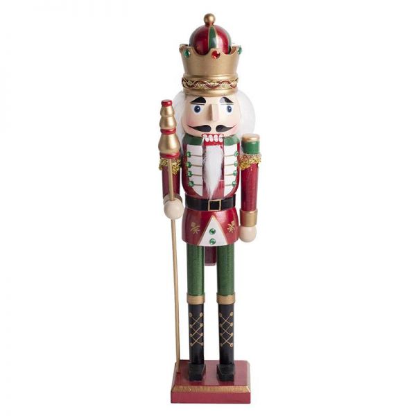 Karácsonyi dekoráció Fa diótörő figura katona 38 cm