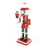 Fa diótörő katona figura - 20 cm - piros zöld ruhában