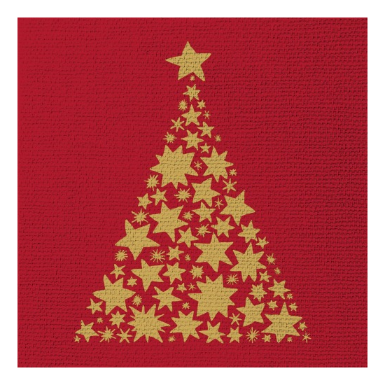 Karácsonyi szalvéta Tree on Canvas piros dombornyomott 33x33 cm 15 db-os