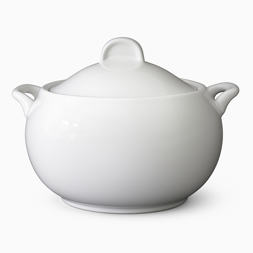 Fehér porcelán leveses tál 4,25 literes Moderne