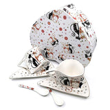 Bögre, csésze Fekete-arany cicás porcelán csésze aljjal készlet - 300 ml - 2 személyes