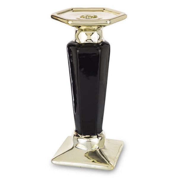 Gyertyatartó Fekete arany elegáns talpas gyertyatartó - 21x9,5 cm
