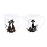 Bögre, csésze Fekete cicás porcelán bögre szett 2 db 400 ml