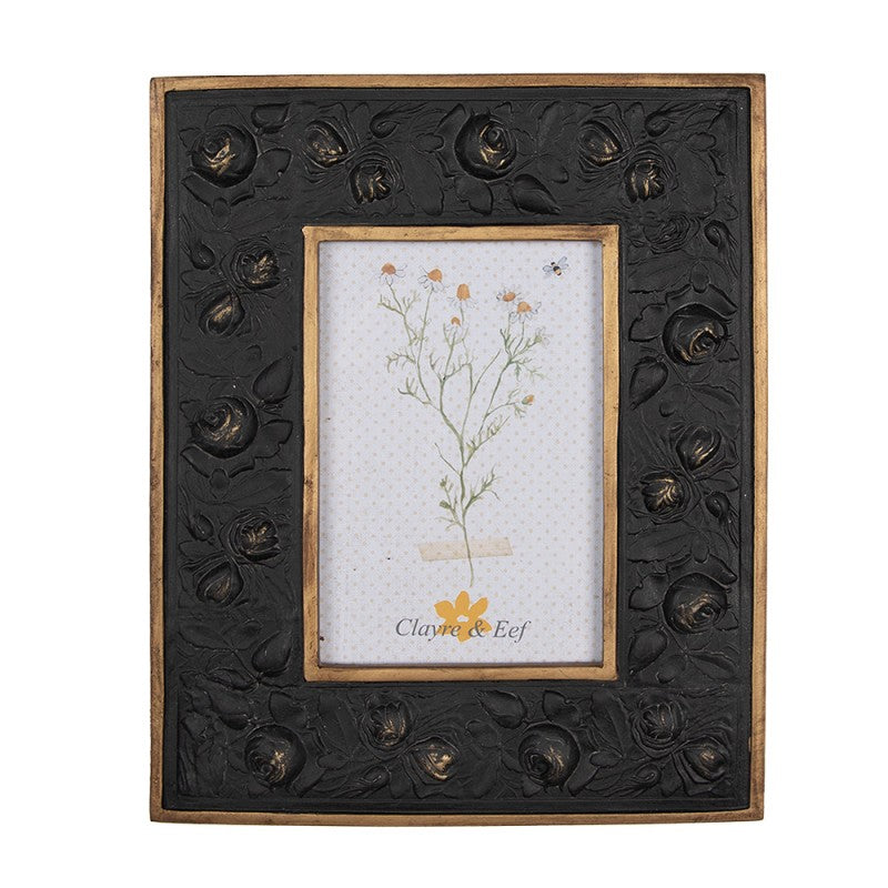 Képkeret Fekete rózsa virágos vintage képkeret 10x15 cm