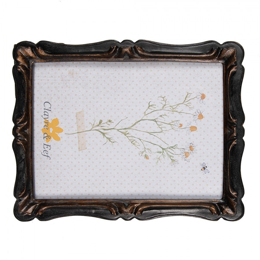 Képkeret Fekete vintage fényképkeret bronz antikolással 10x15 cm