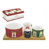 Karácsonyi porcelán kínálótál 4 db-os szett bambusztálcán díszdobozban Festive Avenue