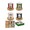 Karácsonyi porcelán eszpresszó pohár bambuszaljjal 4 személyes díszdobozban Festive Avenue