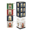 Karácsonyi porcelán bögre 4 db szett egymásba rakható díszdobozban Festive Avenue
