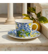 Porcelán csésze citrom és ananász mintás 240 ml díszdobozban