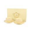 ELegáns porcelán kávés csésze + alj 120 ml 2 személyes Ecru díszdobozban arany szegélyyel