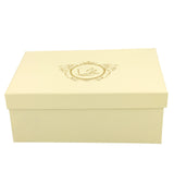 ELegáns porcelán kávés csésze + alj 120 ml 2 személyes Ecru díszdobozban arany szegélyyel