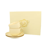 Porcelán csésze + alj 220 ml 2 személyes ECRU díszdobozban
