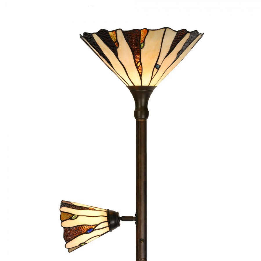 Tiffany állólámpa Ø 38x178 cm bézs barna színes ólom üveg