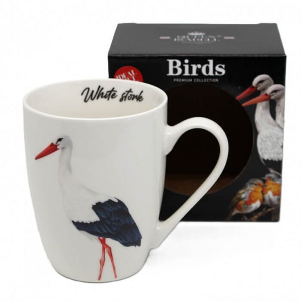 Gólya madaras porcelán bögre 350 ml dobozban