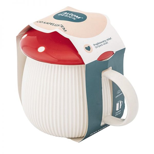 Gomba formájú porcelán bögre tetővel - 340 ml