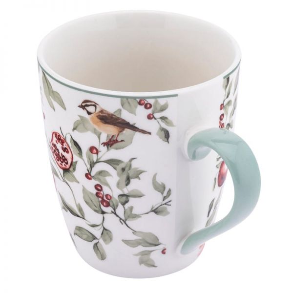 Gránátalmás - madaras porcelán bögre - 370 ml