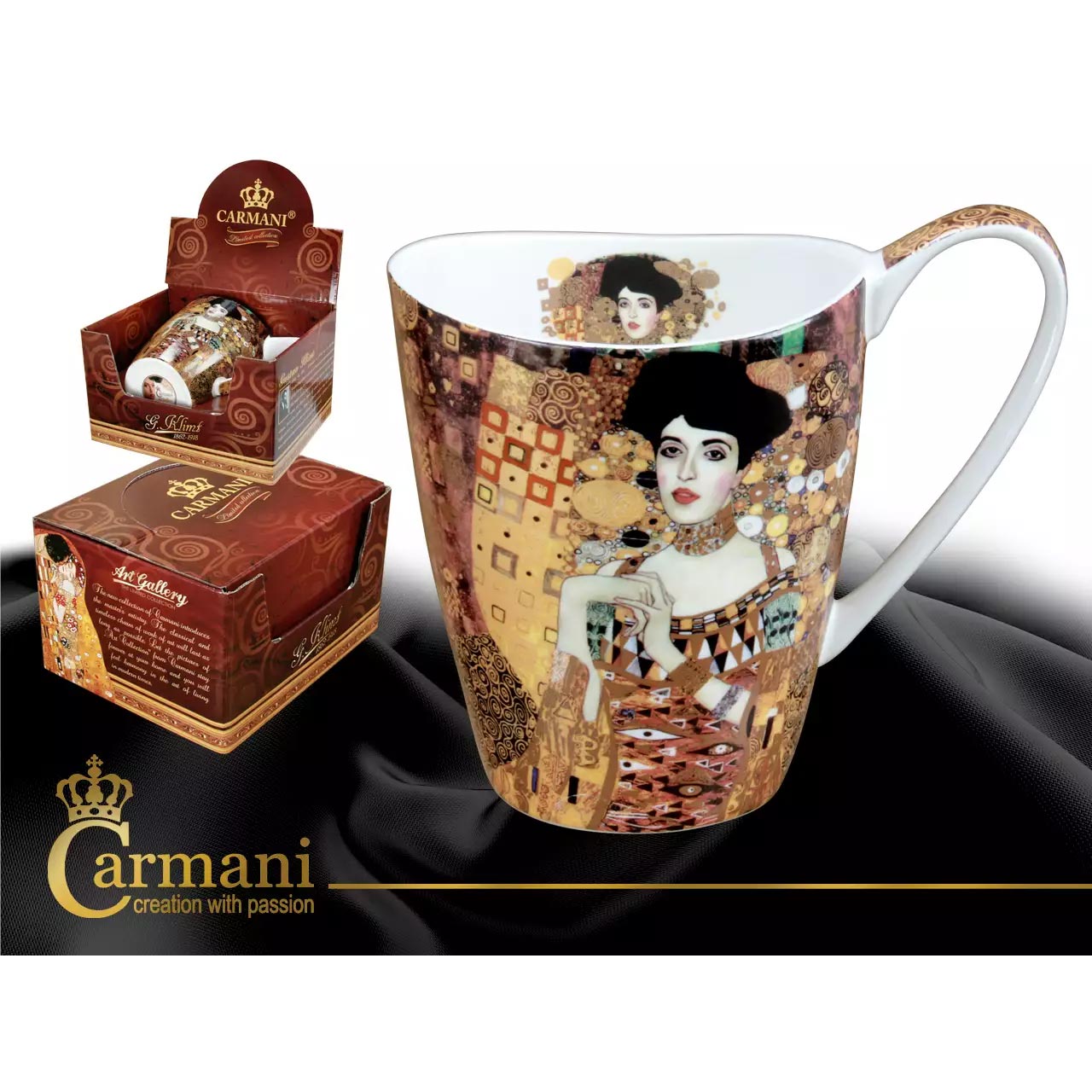 Bögre, csésze Gustav Klimt porcelán bögre Adele 400 ml