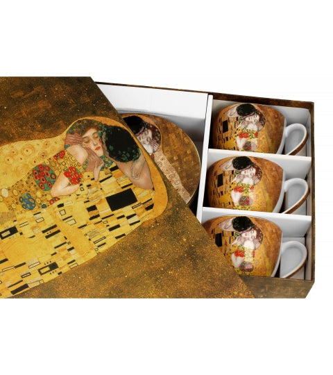 Bögre, csésze Gustav Klimt porcelán csésze hat személyes szett díszdobozban A Csók 250 ml