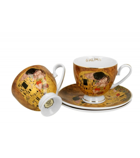 Bögre, csésze Gustav Klimt porcelán csésze két személyes szett díszdobozban A Csók 220 ml