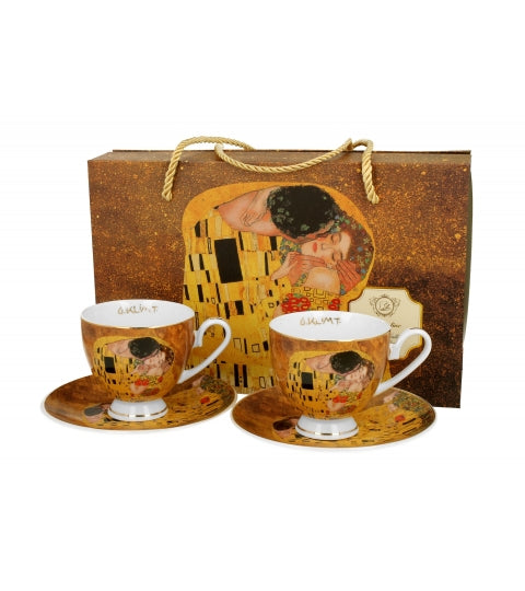 Bögre, csésze Gustav Klimt porcelán csésze két személyes szett díszdobozban A Csók 220 ml