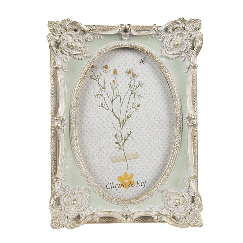 Képkeret Halványzöld barokk díszes képkeret 10x15 cm